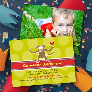 Cartoon Monkey Kid Photo Profile / Name Card