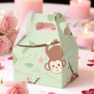 Cartoon Monkey Pastel Green Favour Box