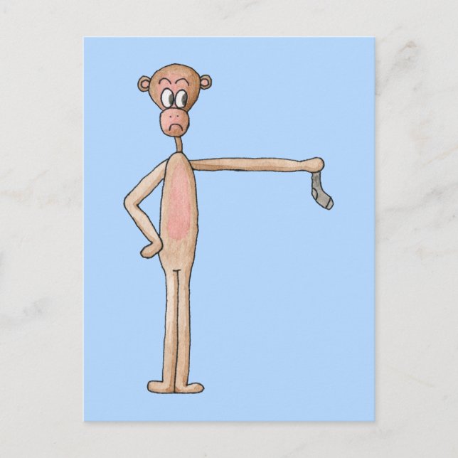 Cartoon Monkey with Smelly Sock. Postcard (Front)