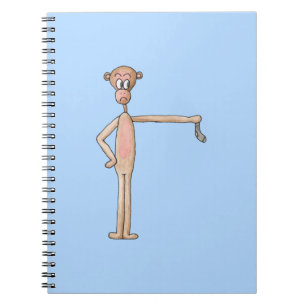 Cartoon Monkey with Smelly Sock. Spiral Notebook