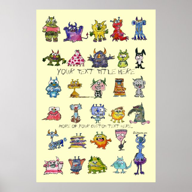 Cartoon MonSTARS Yellow Personalised Poster (Front)