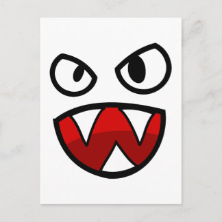 Cartoon Monster Eyes and Mouth with Sharp Teeth Postcard
