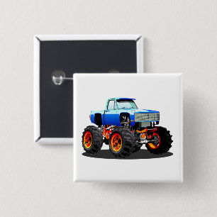 Cartoon monster truck 15 cm square badge