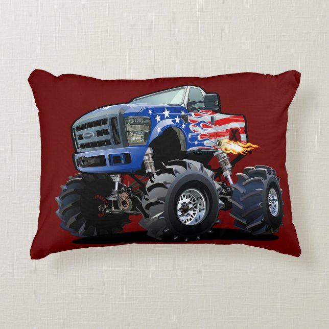 Cartoon monster truck decorative cushion (Front)