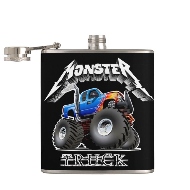 Cartoon monster truck hip flask (Opened)