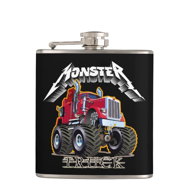 Cartoon monster truck hip flask (Front)