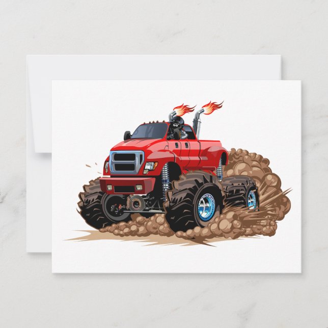 Cartoon monster truck holiday card (Front)
