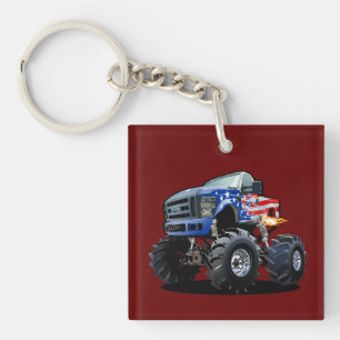Cartoon monster truck key ring