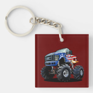 Cartoon monster truck key ring