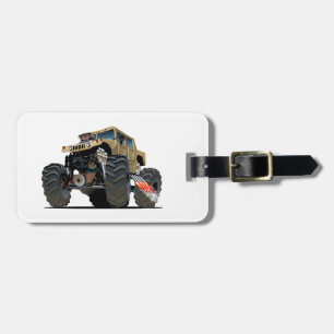 Cartoon monster truck luggage tag