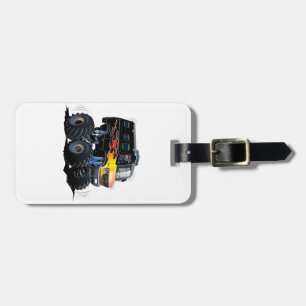 Cartoon monster truck luggage tag
