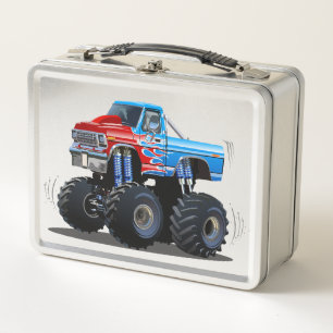 Cartoon monster truck metal lunch box