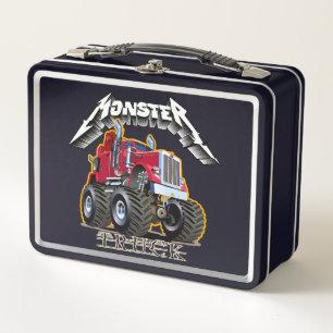 Cartoon monster truck metal lunch box
