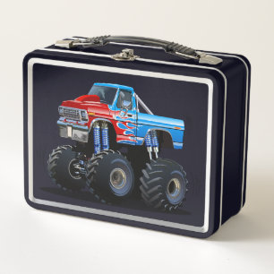 Cartoon monster truck metal lunch box