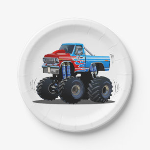 Cartoon monster truck paper plate