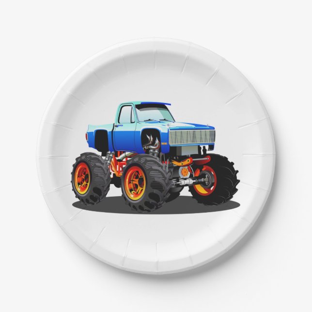Cartoon monster truck paper plate (Front)