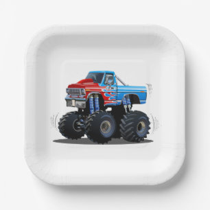 Cartoon monster truck paper plate