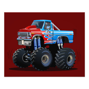 Cartoon monster truck photo print