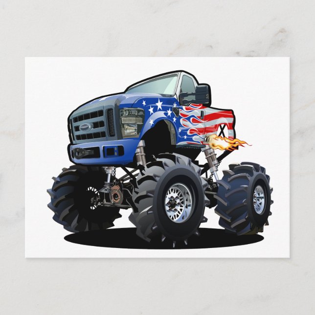 Cartoon monster truck postcard (Front)
