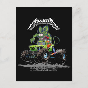 Cartoon monster truck postcard