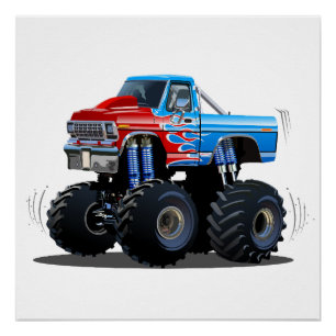 Cartoon monster truck poster