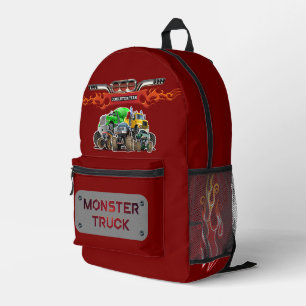Cartoon monster truck printed backpack