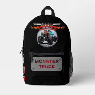 Cartoon monster truck printed backpack