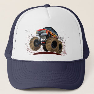 Cartoon monster truck trucker hat