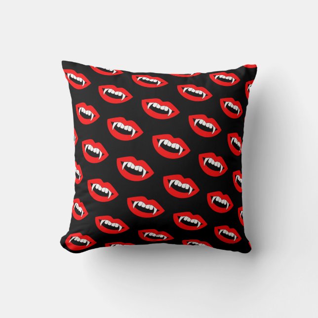Cartoon Monster Vampire Lips sharp Teeth Fangs Cushion (Front)
