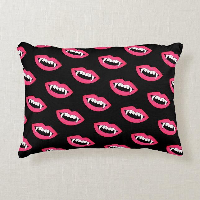 Cartoon Monster Vampire Lips sharp Teeth Fangs Decorative Cushion (Front)