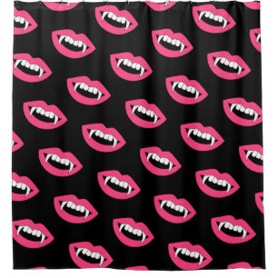 Cartoon Monster Vampire Lips sharp Teeth Fangs Shower Curtain