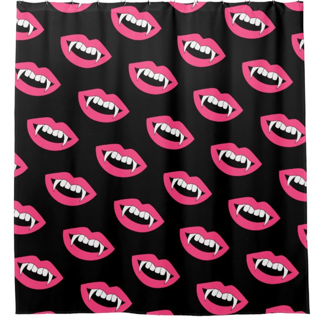 Cartoon Monster Vampire Lips sharp Teeth Fangs Shower Curtain (Front)