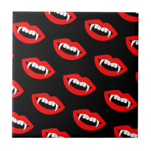 Cartoon Monster Vampire Lips sharp Teeth Fangs Tile
