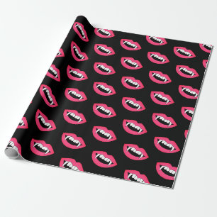 Cartoon Monster Vampire Lips sharp Teeth Fangs Wrapping Paper