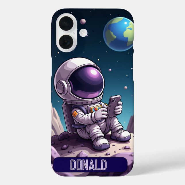 Cartoon Moon Astronaut Art Print Case-Mate iPhone Case (Back)
