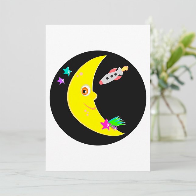 Cartoon Moon Rocket Invitations (Creator Uploaded)
