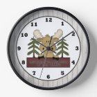 Cartoon Moose cabin wall clock