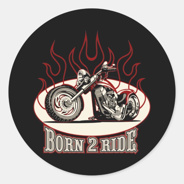 Cartoon motorbike classic round sticker (Front)