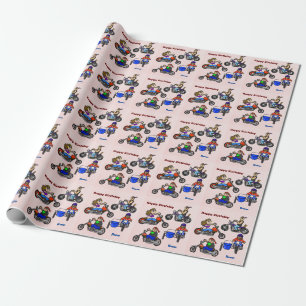 Cartoon Motorcycle Bikers Gift Wrap - Personalise