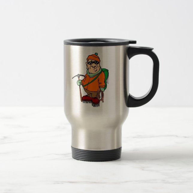 Cartoon Mountain Climber Travel Mug (Right)