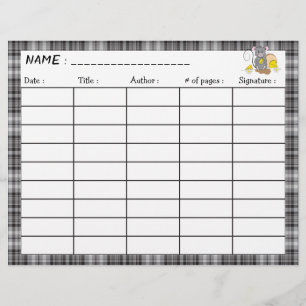 Cartoon mouse double-sided reading log sheet