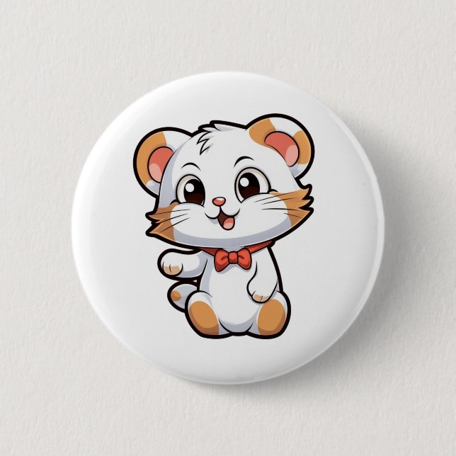 Cartoon mouse illustration 6 cm round badge (Front)