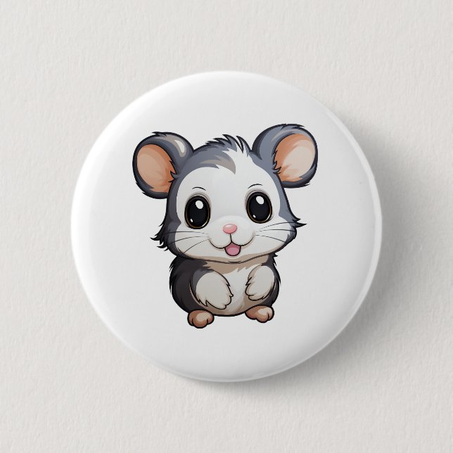 Cartoon mouse illustration 6 cm round badge (Front)