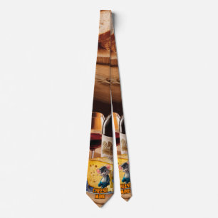 Cartoon Mouse in Love with a slice of Cheese on a Tie
