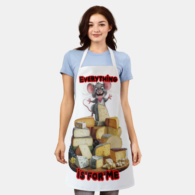Cartoon Mouse says: Everything is for me on White Apron (Worn)