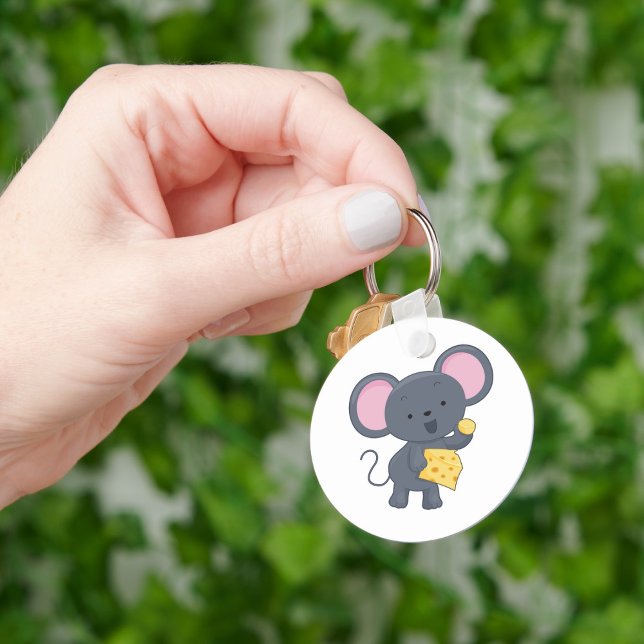 Cartoon Mouse with Cheese Adorable Animal Key Ring (Creator Uploaded)