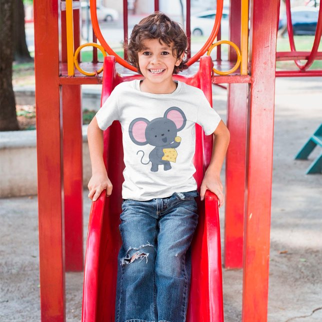 Cartoon Mouse with Cheese Adorable Animal T-Shirt (Creator Uploaded)