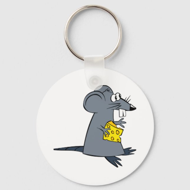 Cartoon Mouse with Cheese Key Ring