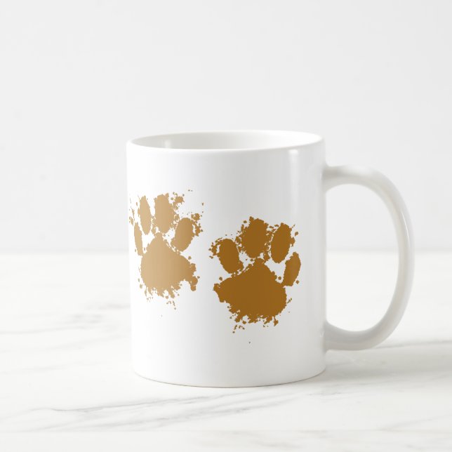 Cartoon Muddy Dog Paw Print Coffee Mug (Right)