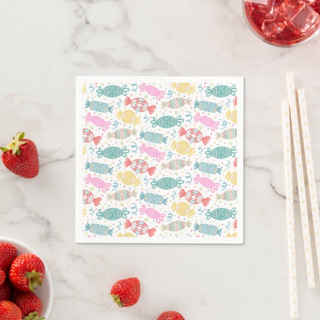Cartoon multicolored festive candies  napkin (Insitu)